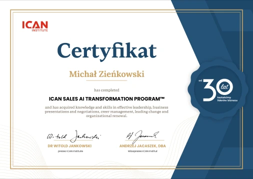 Certyfikat ICAN AI Sales Transformation Program