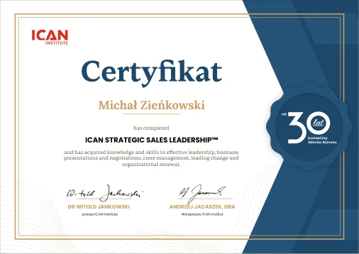 Certyfikat ICAN Strategic Sales Leadership
